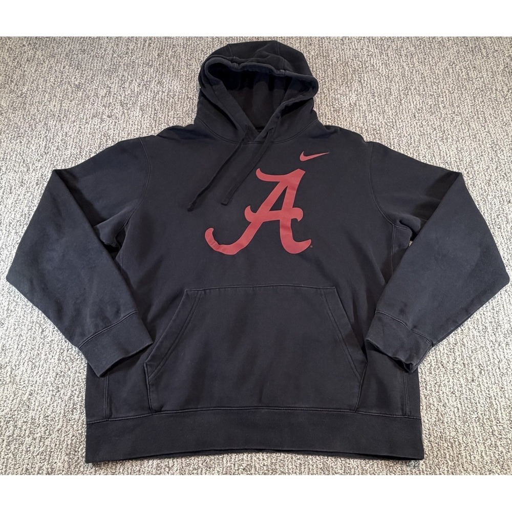Nike Alabama Football Black Red Hoodie Pullover Roll Tide Men's Large NKDK-00A